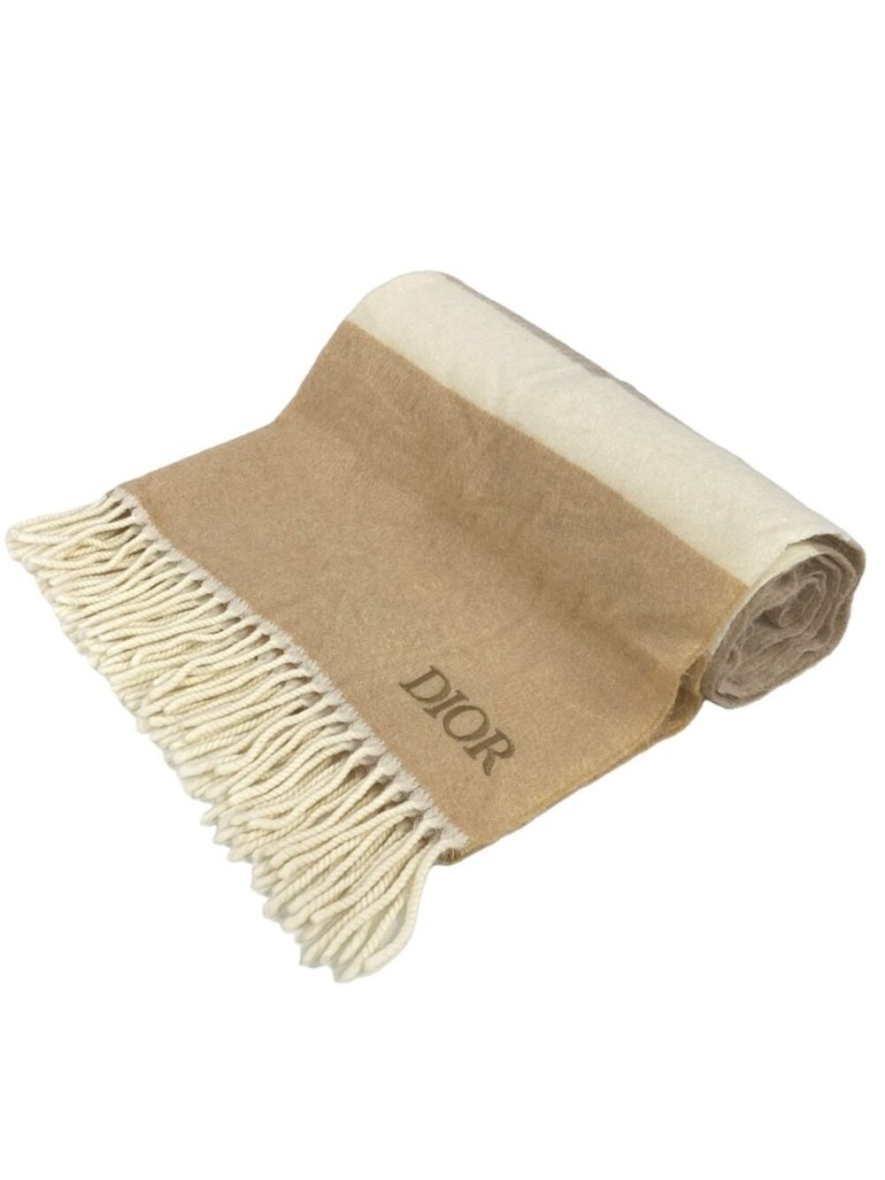 Dior Shawl Beige Ivory Light Brown Wool Alpaca Scarf